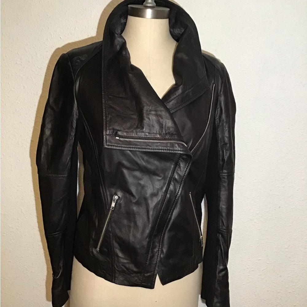 Trouvé black leather Moto jacket size small